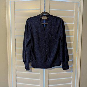 Everlane Blue Speckled Balloon Sleeve Sweater